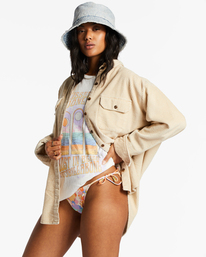 4 So Stoked Cord Long Sleeve Top White ABJWT00232 Billabong