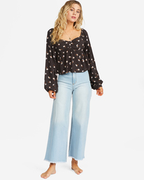1 Love You More Long Sleeve Sweetheart Blouse Black ABJWT00254 Billabong