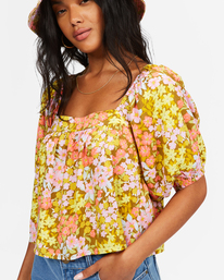 4 Beach Daze Puff Sleeve Crop Top Green ABJWT00258 Billabong