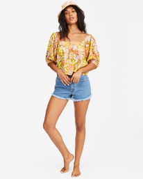 1 Beach Daze Puff Sleeve Crop Top Green ABJWT00258 Billabong