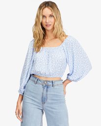 billabong, Sun City 2 Puff Sleeve Crop Top, BABY BLUES (bzr0) SUN CITY 2 ABJWT00327