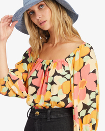4 Sun City 2 Puff Sleeve Crop Top Multicolor ABJWT00327 Billabong