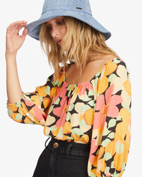 5 Sun City 2 Puff Sleeve Crop Top Multicolor ABJWT00327 Billabong
