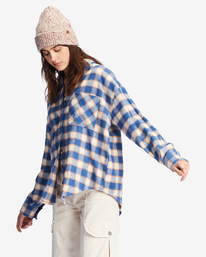 4 Easy Breezy Long Sleeve Button-Up Shirt Blue ABJWT00334 Billabong