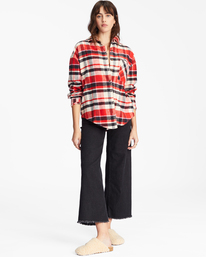 1 Easy Breezy Long Sleeve Button-Up Shirt Red ABJWT00334 Billabong