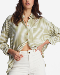 4 In The Tide Road Trippin Long Sleeve Shirt Green ABJWT00382 Billabong