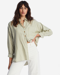 billabong, In The Tide Road Trippin Long Sleeve Shirt, AVOCADO (avo) In The Tide Road Trippin - Long Sleeve Shirt for Women ABJWT00382