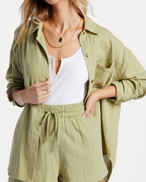 4 Right On Long Sleeve Shirt Green ABJWT00413 Billabong