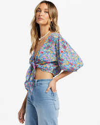 3 As You Wish Tie Front Top Blue ABJWT00424 Billabong