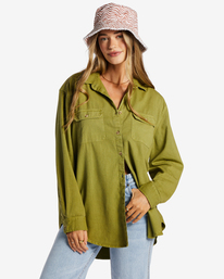 billabong, So Stoked Twill Chemise manches longues pour Femme, GREEN EYES (gma0) SO STOKED TWILL ABJWT00431