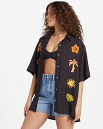 3 On Vacation - Short Sleeve Shirt for Women Black ABJWT00458 Billabong