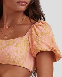 6 Summer Sun Puffed Sleeve Bikini Top Orange ABJX300397 Billabong