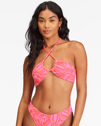 4 She's A Trip Ruched Bandeau Bikini Top Orange ABJX300692 Billabong