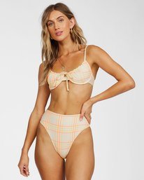 2 Pretty In Plaid High Maui Rider Bikini Bottoms Grey ABJX400277 Billabong
