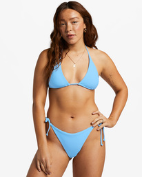 6 Tanlines Tie Side Tanga Bikini Bottoms Blue ABJX400766 Billabong