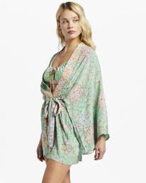 2 Loveland 2 Kimono Beach Cover Up Green ABJX600163 Billabong