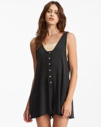 billabong, Fade Away Button-Up Knit Romper, OFF BLACK (ofb) FADE AWAY ABJX600175