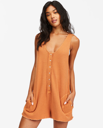 0 Fade Away Button-Up Knit Romper  ABJX600175 Billabong