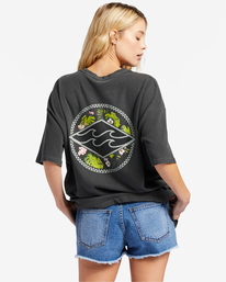 billabong, Kamea Monstera Diamond Oversized T-Shirt, OFF BLACK (ofb) KAMEA MONSTERA DIAMOND ABJZT01236