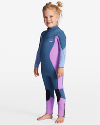 1 Girls 2-6 3/2 Synergy Back Zip Steamer Wetsuit Blue ABOW100100 Billabong