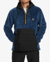 billabong, A/Div Badger Hooded Half-Zip Pullover, DARK BLUE (dkb) A/Div Badger - Half Zip Hooded Fleece for Men ABYFT00309