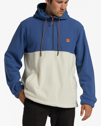 billabong, A/Div Boundary Hooded Half-Zip Pullover, WASHED DENIM (wad) Boundary 2022 - Hooded Fleece for Men ABYFT00317