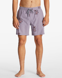billabong, Keith Haring Flower Dance Layback - Boardshort pour Homme, GREY VIOLET (gvo) Keith Haring Flower Dance Layback - Board Shorts for Men ABYJV00109