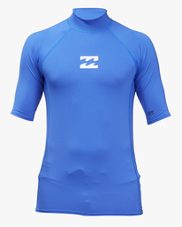 0 All Day Wave Performance Fit UPF 50+ Short Sleeve Rashguard Blue ABYWR00114 Billabong