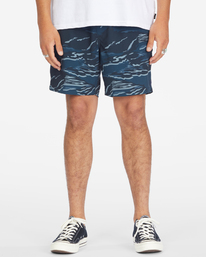 2 A/Div Surftrek Elastic Waist Shorts 17" Blue ABYWS00155 Billabong