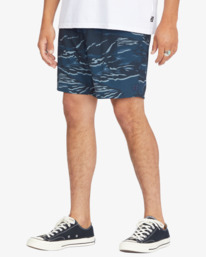 3 A/Div Surftrek Elastic Waist Shorts 17" Blue ABYWS00155 Billabong
