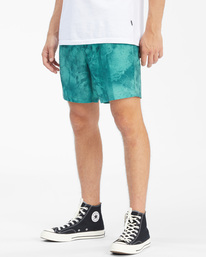 3 A/Div Surftrek Elastic Waist Shorts 17" Green ABYWS00155 Billabong