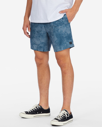 3 A/Div Surftrek Elastic Waist Shorts 17" Blue ABYWS00155 Billabong
