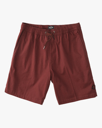 0 Layback Twill Elastic Waist Shorts 18" Red ABYWS00179 Billabong