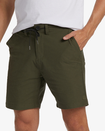 3 A/Div Surftrek Plus Elastic Waist Shorts 19" Green ABYWS00185 Billabong