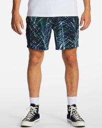 4 A/Div Surftrek Elastic Waist Shorts 17" Blue ABYWS00196 Billabong