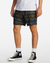 1 A/Div Surftrek Elastic Waist Shorts 17" Green ABYWS00196 Billabong