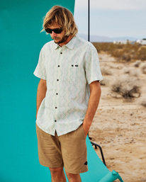 billabong, Sundays Jacquard Short Sleeve Shirt, CHINO (chi) SUNDAYS JACQUARD ABYWT00114