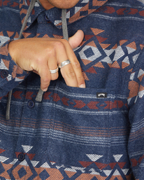 4 Baja Cali Hooded Flannel Shirt Blue ABYWT00174 Billabong