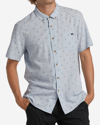 0 All Day Jacquard Organic Short Sleeve Shirt Blue ABYWT00208 Billabong