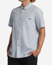 1 All Day Jacquard Organic Short Sleeve Shirt Blue ABYWT00208 Billabong