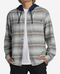 billabong, Baja Hooded Flannel Shirt, BLUE HAZE (bn4) Baja - Hooded Flannel Shirt for Men ABYWT00210
