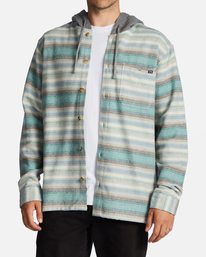 billabong, Baja Hooded Flannel Shirt, STONE (stn) Baja - Hooded Flannel Shirt for Men ABYWT00210