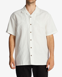 billabong, Keith Haring Flower Dance Hemp - Chemise manches courtes pour Homme, WHITE (wht) Keith Haring Flower Dance Hemp - Short Sleeve Shirt for Men ABYWT00215