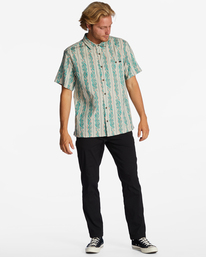 2 Sundays Jacquard - Overhemd met Korte Mouwen voor Heren Beige ABYWT00235 Billabong
