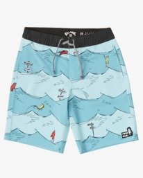 0 Boy's One Fish Two Fish Layback Boardshorts 16" Blue B1973BLB Billabong