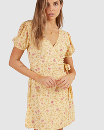 4 Sunlit - Wrap Dress for Women Yellow C3DR64BIP2 Billabong