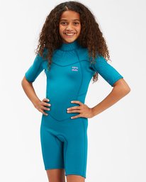 0 2/2mm Synergy - Back Zip Short Sleeve Springsuit for Girls 8 - 14  C42B60BIP2 Billabong