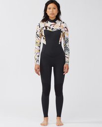 billabong, 3/2mm Salty Dayz 2021 - Neoprenanzug mit Reißverschluss auf der Brust für Frauen, PARADISE BLACK (4909) 3/2mm Salty Dayz 2021 - Chest Zip Wetsuit for Women C43G50BIP2