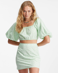 2 Tropic Sun 2022 - Puff Sleeve Crop Top for Women White D3TP17BIS2 Billabong