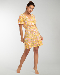 1 Spring Light - Korte wikkeljurk voor Dames Yellow EBJWD00120 Billabong